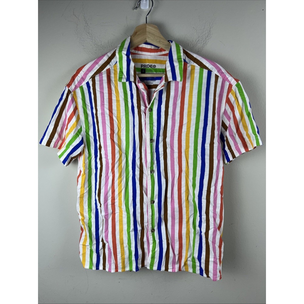 Target Pride Women's Medium Rainbow Stripe Short Sleeve T-Shirt LGBTQ Graphic Te